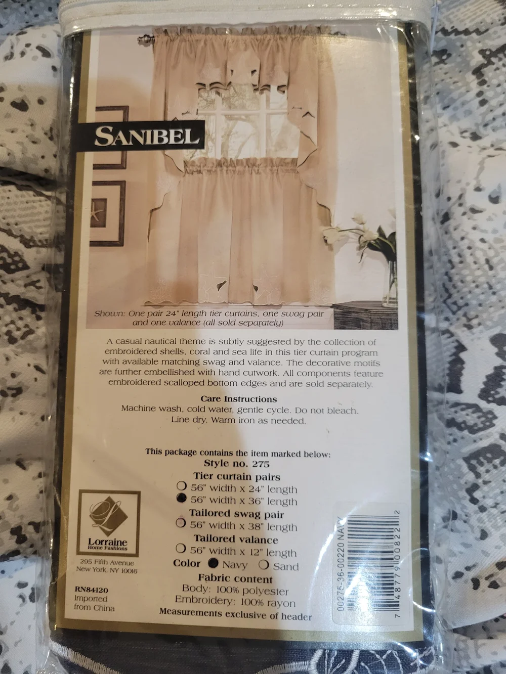 Sanibel Embroidered Navy Curtain Tiers